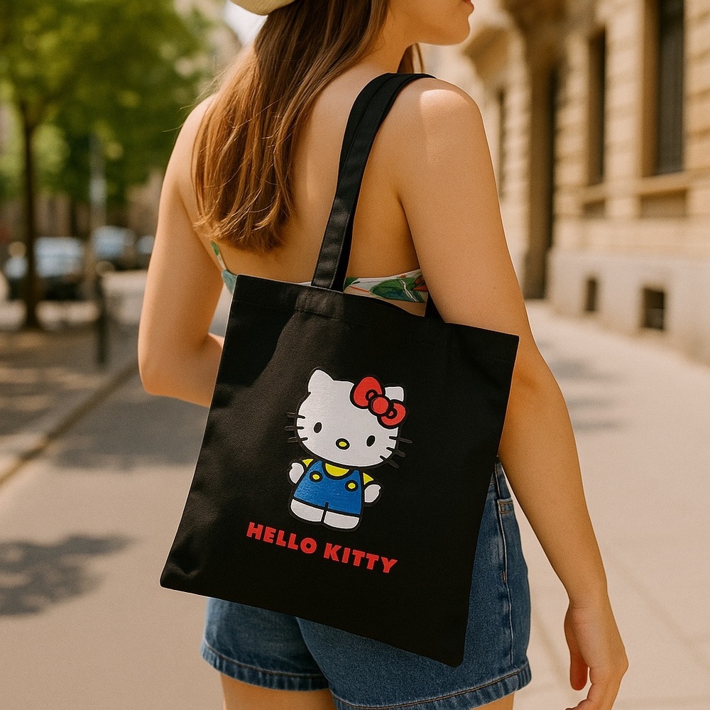 Forever 21 x Hello Kitty Black Graphic Tote Bag, One Size